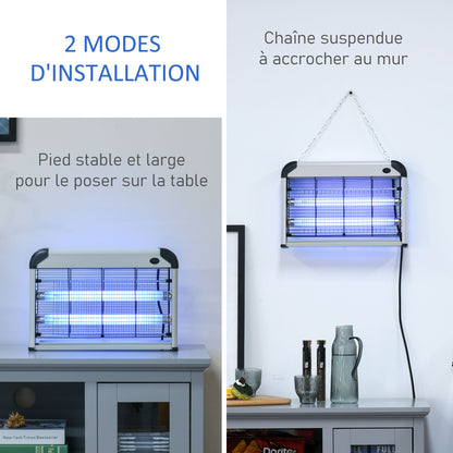 Anti-Mosquito Lamp, Electric UV Insect Killer 20W, Electric Fly Killer, effective on a 60 m² surface, mosquito trap for indoor and outdoor, dark grey