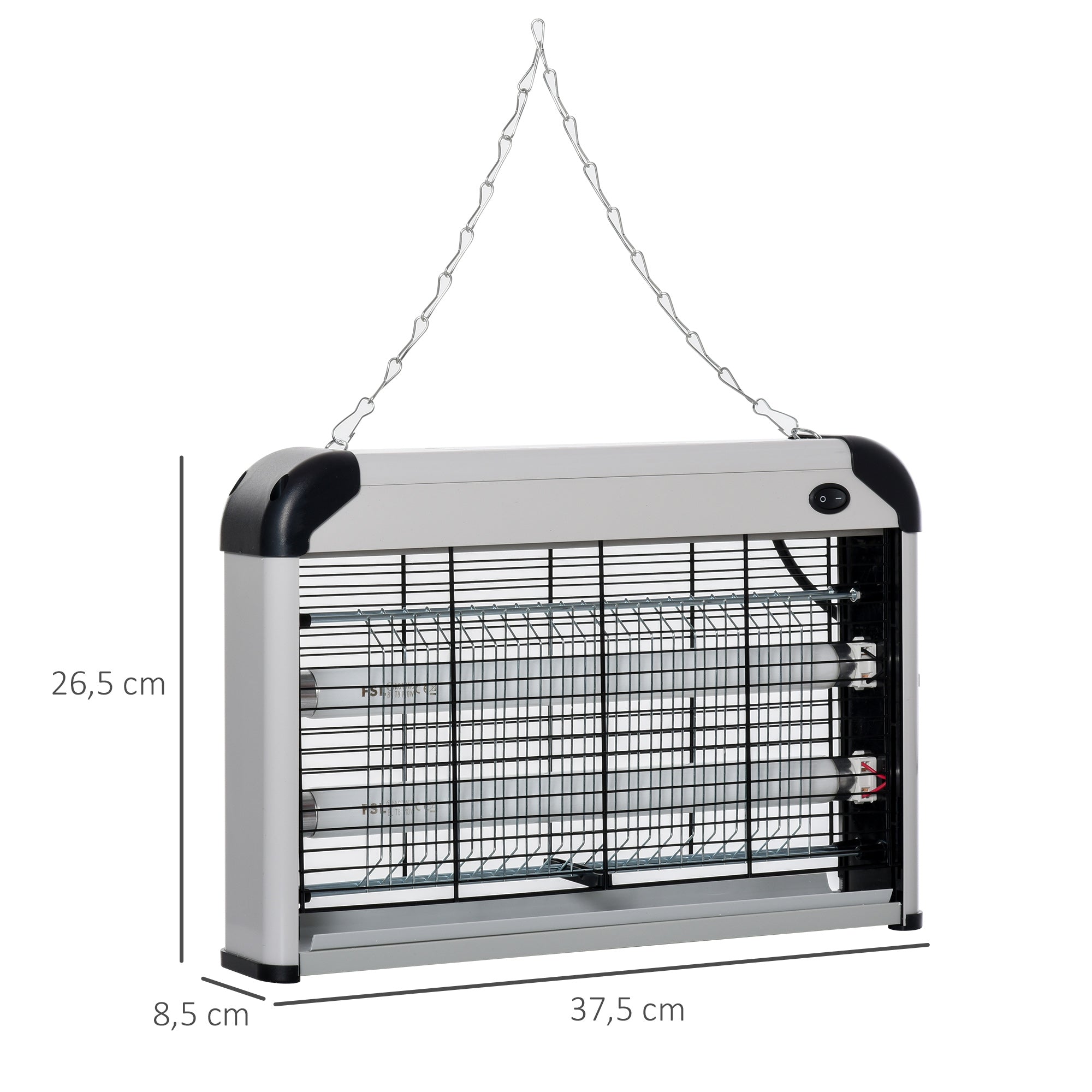 Anti-Mosquito Lamp, Electric UV Insect Killer 20W, Electric Fly Killer, effective on a 60 m² surface, mosquito trap for indoor and outdoor, dark grey