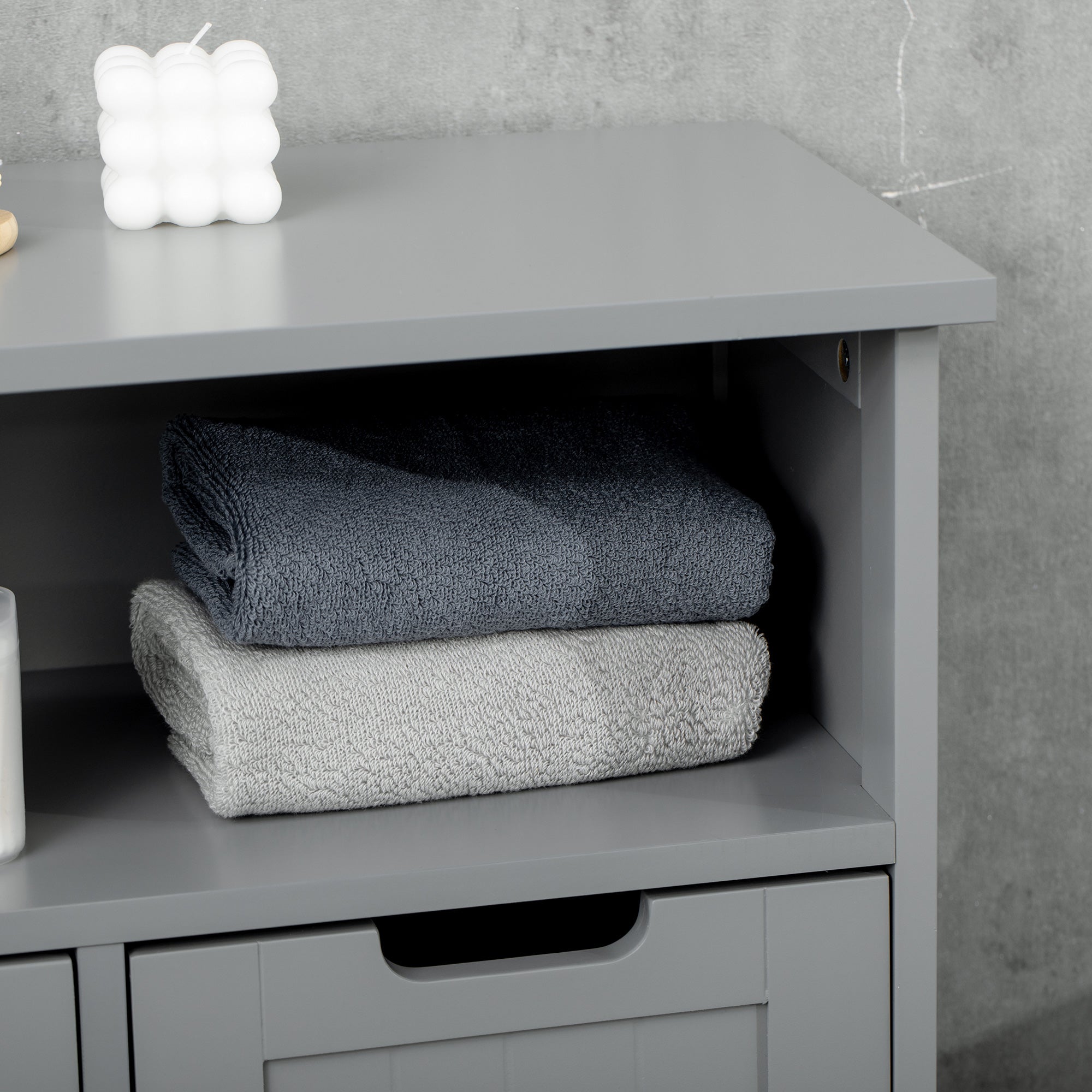 Bathroom Cabinet, Storage Cabinet with 2 Drawers, Niche, Cupboard with Door, Adjustable Shelf, Bathroom Cabinet, Kitchen, Living Room, 60 x 30 x 109 cm, Gray