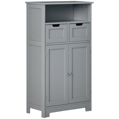 Bathroom Cabinet, Storage Cabinet with 2 Drawers, Niche, Cupboard with Door, Adjustable Shelf, Bathroom Cabinet, Kitchen, Living Room, 60 x 30 x 109 cm, Gray