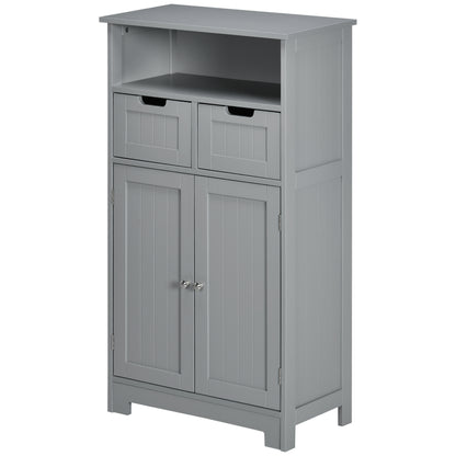 Bathroom Cabinet, Storage Cabinet with 2 Drawers, Niche, Cupboard with Door, Adjustable Shelf, Bathroom Cabinet, Kitchen, Living Room, 60 x 30 x 109 cm, Gray