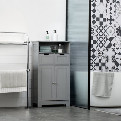 Bathroom Cabinet, Storage Cabinet with 2 Drawers, Niche, Cupboard with Door, Adjustable Shelf, Bathroom Cabinet, Kitchen, Living Room, 60 x 30 x 109 cm, Gray