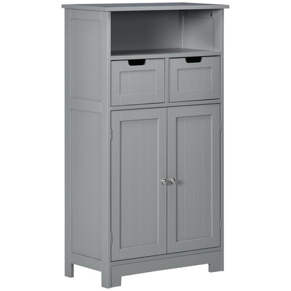 Bathroom Cabinet, Storage Cabinet with 2 Drawers, Niche, Cupboard with Door, Adjustable Shelf, Bathroom Cabinet, Kitchen, Living Room, 60 x 30 x 109 cm, Gray