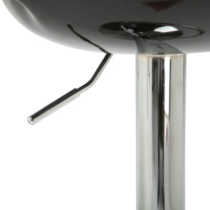 Set of 2 High Bar Stools, 360° Swivel Stools, with Backrest and Footrest, Adjustable Height, Steel Base, for Dining Room and Kitchen, 46x41x76-96cm, Black