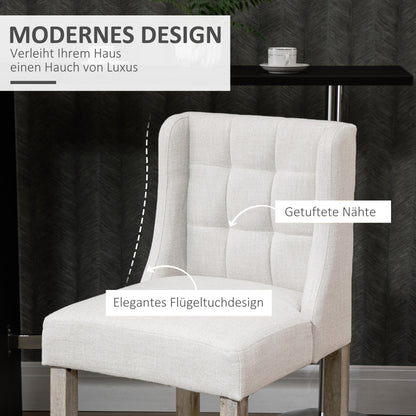 2-Piece Bar Stools Modern Kitchen Chairs Bistro Stools Bar Chairs for Kitchen with Backrest Counter Stools Linen Touch Rubberwood Beige 47 x 50 x 101 cm