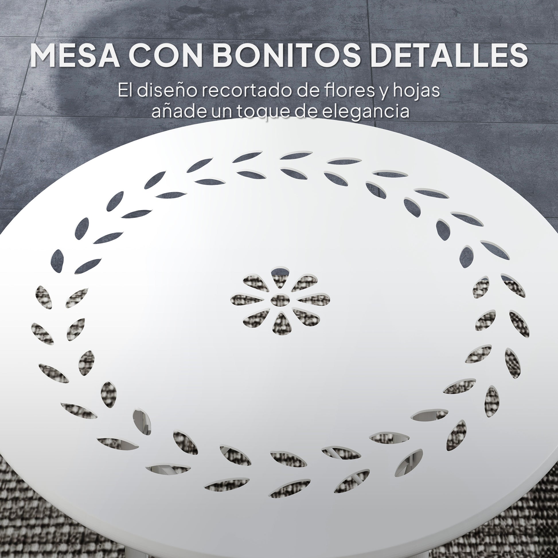 Round Garden Table Outdoor Terrace Table Ø40x50 cm with Adjustable Legs and X-Shaped Structure Table for Outdoor and Indoor Use White