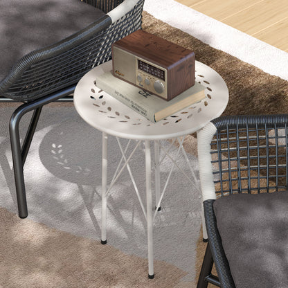 Round Garden Table Outdoor Terrace Table Ø40x50 cm with Adjustable Legs and X-Shaped Structure Table for Outdoor and Indoor Use White