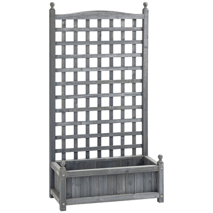 Raised Bed Planting Box with Trellis Planter Box Trellis Arch with Plant Support for Climbing Plants Garden Wood Gray 64 x 28 x 120 cm