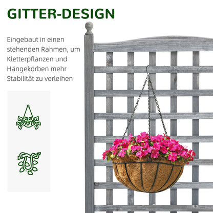 Raised Bed Planting Box with Trellis Planter Box Trellis Arch with Plant Support for Climbing Plants Garden Wood Gray 64 x 28 x 120 cm