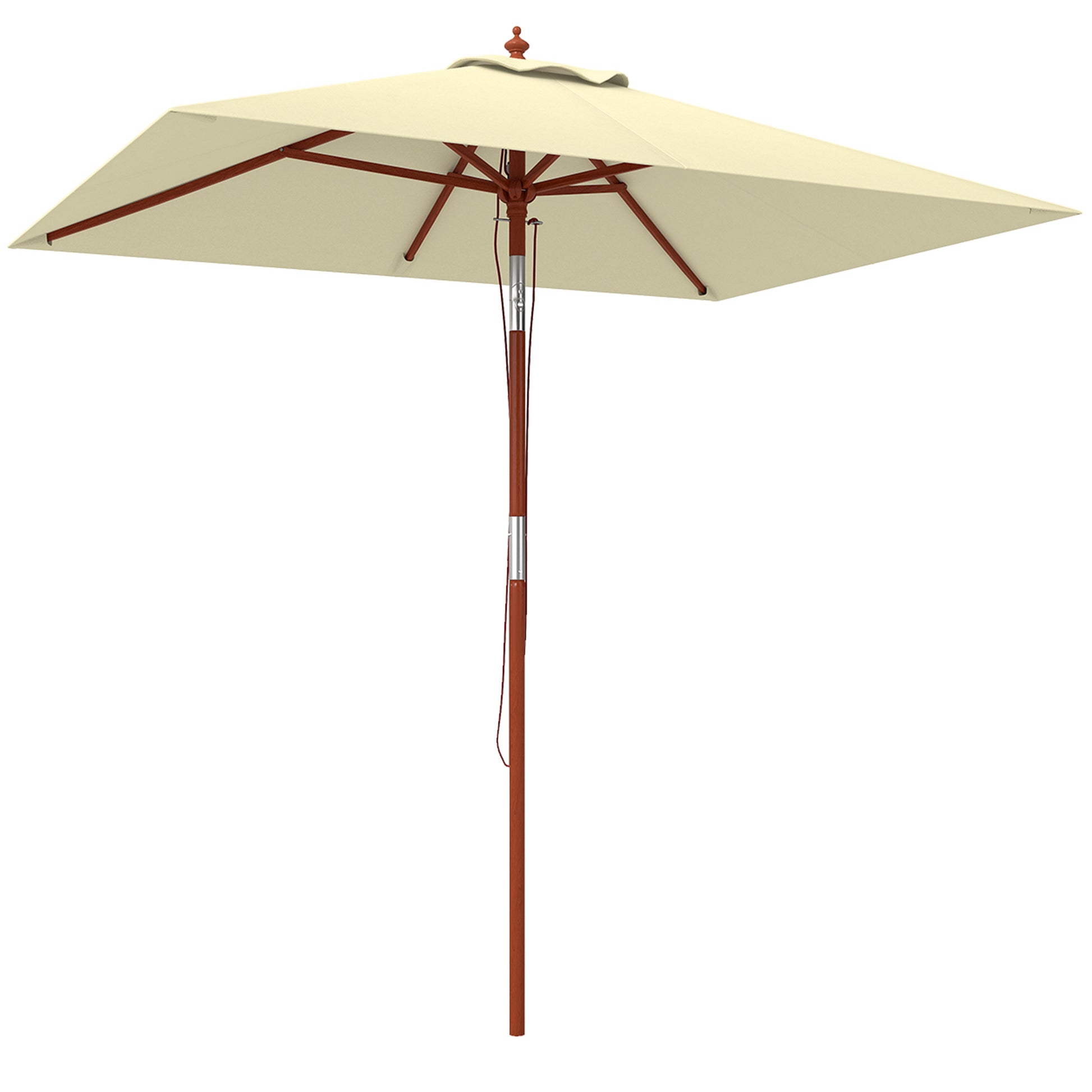 Garden Umbrella Terrace Exterior 200x150 cm Rectangular Garden Umbrella with Adjustable Angle Wooden Pole and Crank Sunshade for Patio Terrace Beige