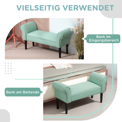 Bed Bench, Upholstered Bench, Seat Bench, Hallway Bench for Bedroom, Supports up to 130 kg, Sailcloth, Green, 102 x 36 x 51 cm