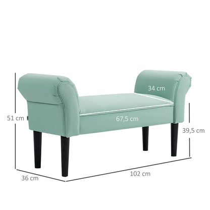 Bed Bench, Upholstered Bench, Seat Bench, Hallway Bench for Bedroom, Supports up to 130 kg, Sailcloth, Green, 102 x 36 x 51 cm