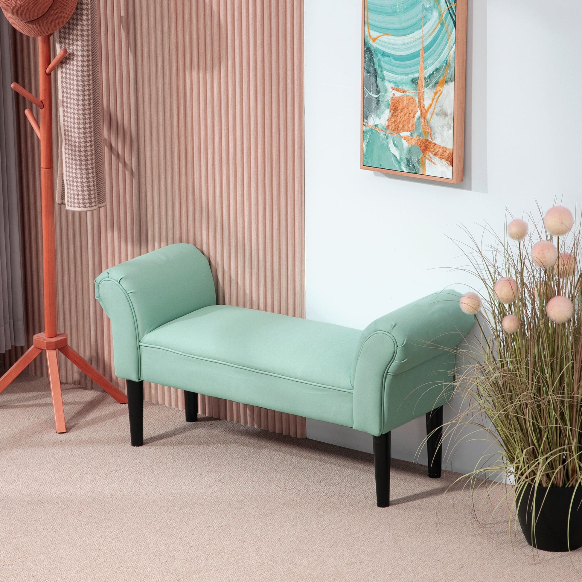 Bed Bench, Upholstered Bench, Seat Bench, Hallway Bench for Bedroom, Supports up to 130 kg, Sailcloth, Green, 102 x 36 x 51 cm