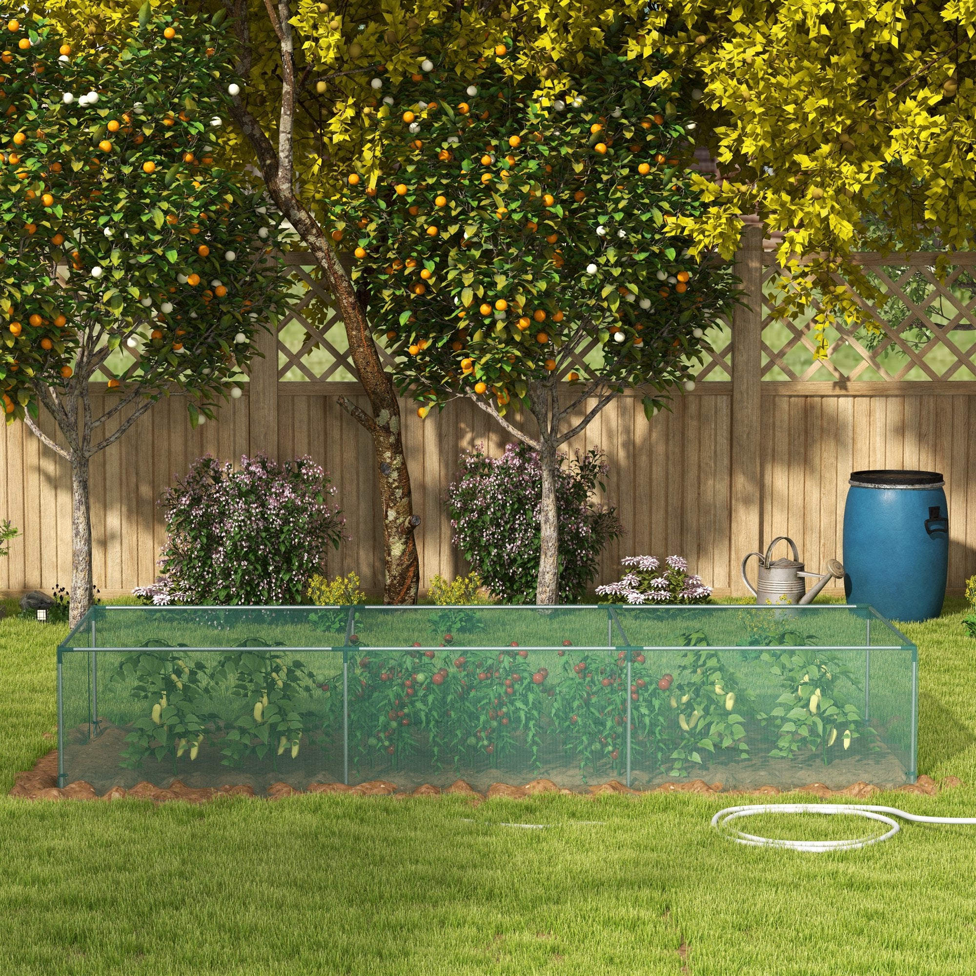 1.25 x 3.73 m Garden Net, Plant Protection Tent with Zippered Door, Insect Protection Net, Windproof Vegetable Net, Pest Protection Net for Garden, Balcony, Steel, Green