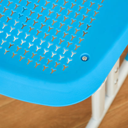 Children's Desk and Chair Set for 6-12 Years Old with LED Lamp, Bookstand, and Shelf, Blue