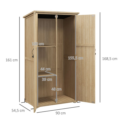 Garden Cabinet Garden Shelter for Tools on Foot 90L x 54.5W x 161/168.5H cm 2 Shelves Waterproof Bitumen Roof Pine Wood Autoclave