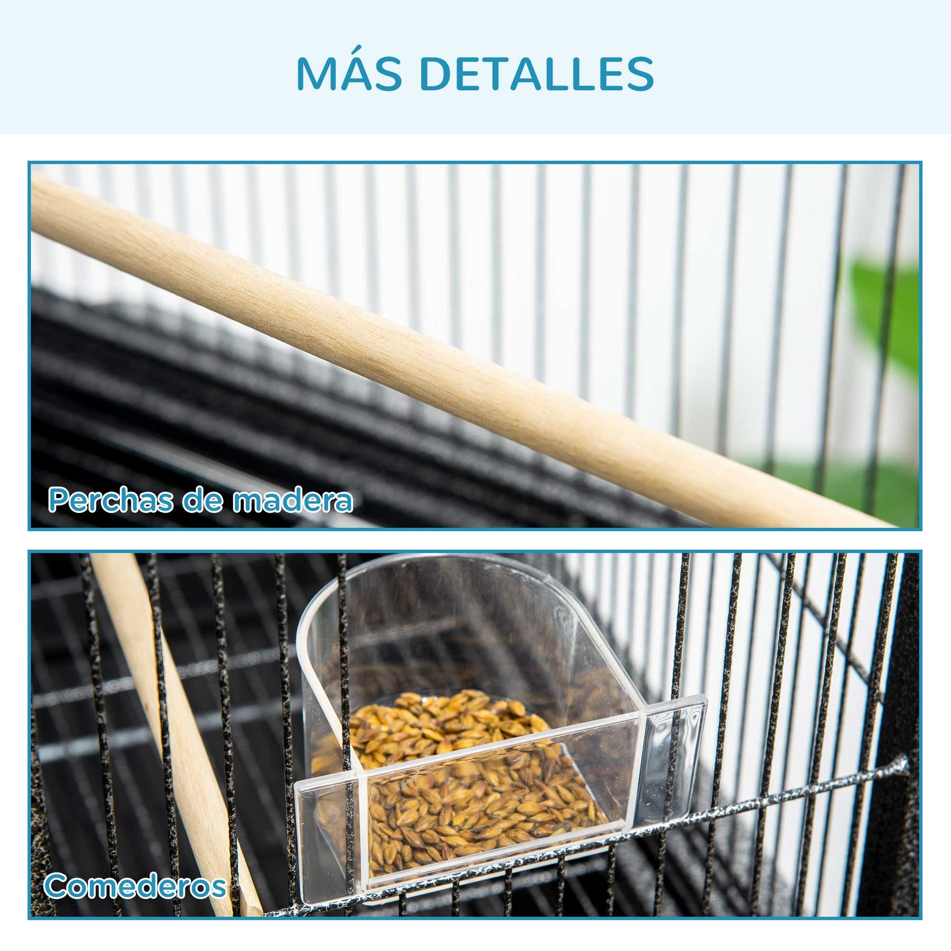Bird Cage with Wheels 81x48x162.5 cm Metal Birdcage with Tray 4 Perches 4 Feeders and Storage Shelf for Parakeets Canaries Black and Gray