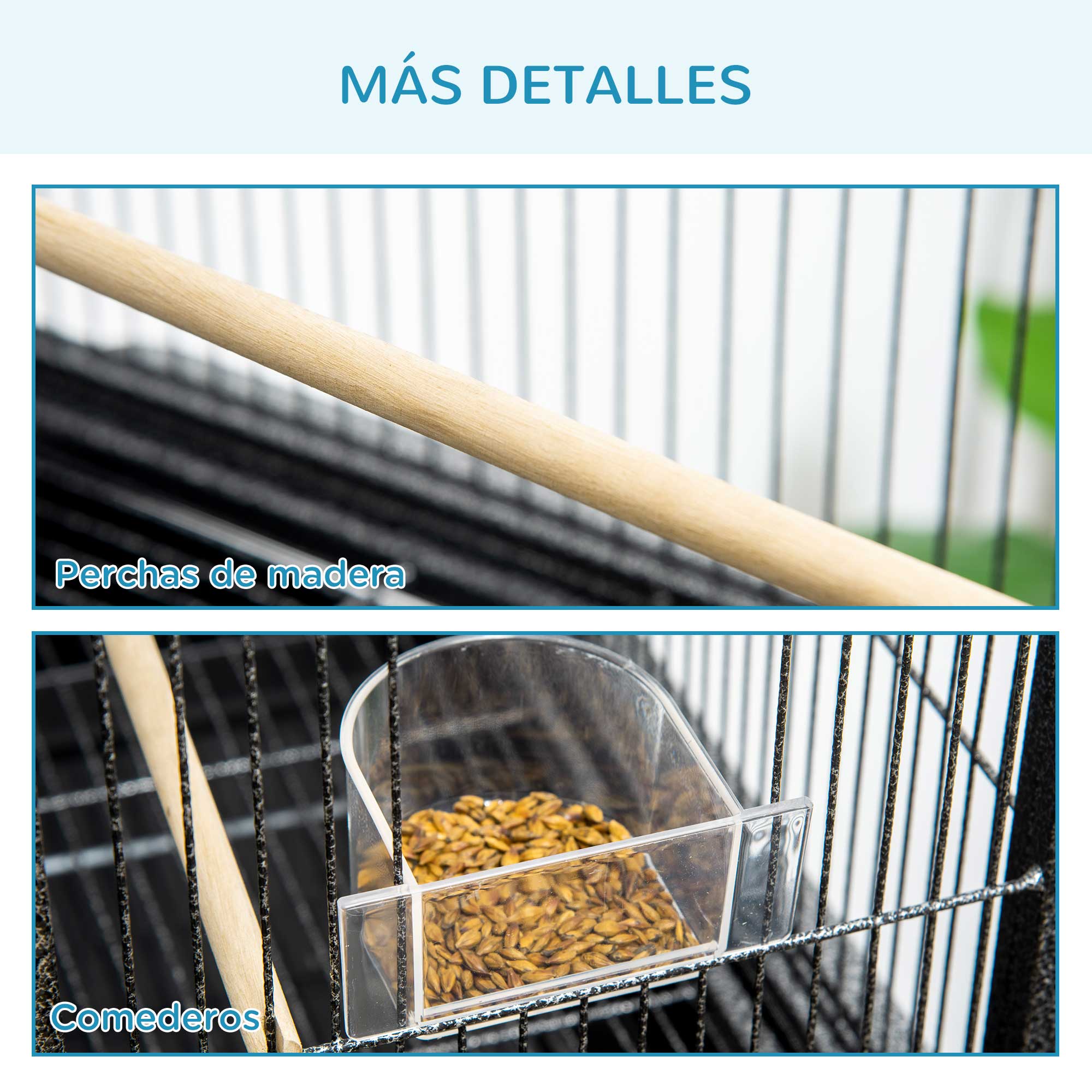 Bird Cage with Wheels 81x48x162.5 cm Metal Birdcage with Tray 4 Perches 4 Feeders and Storage Shelf for Parakeets Canaries Black and Gray