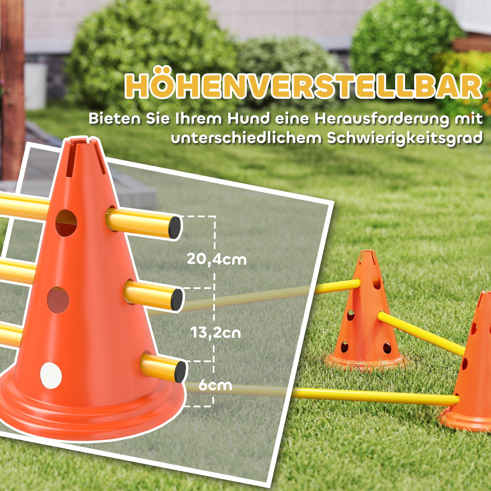 3-Piece Dog Agility Set with 6 Cones, 3 Adjustable Hurdles & Carry Bag