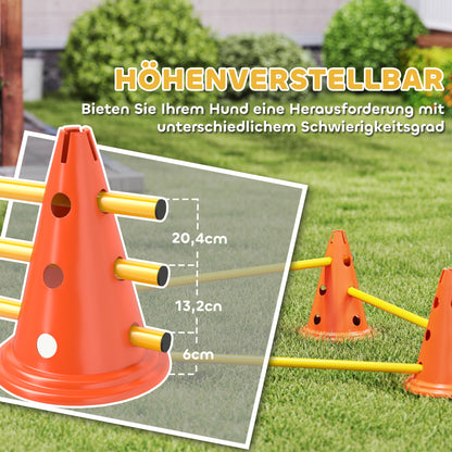3-Piece Dog Agility Set with 6 Cones, 3 Adjustable Hurdles & Carry Bag