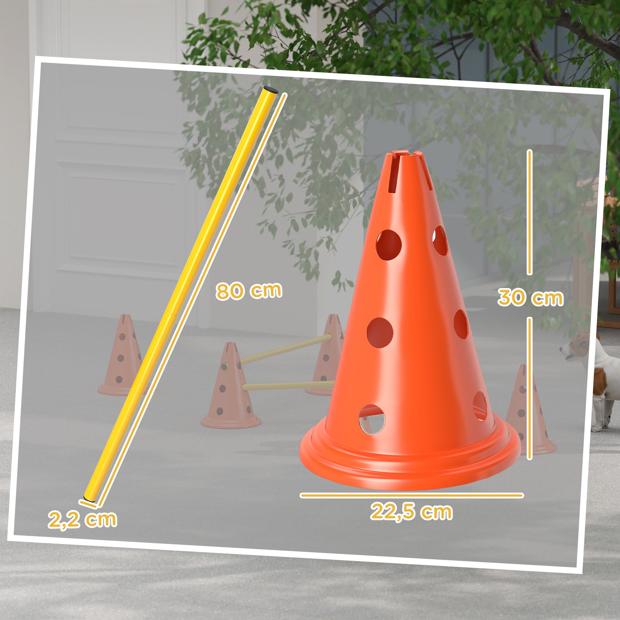 3-Piece Dog Agility Set with 6 Cones, 3 Adjustable Hurdles & Carry Bag