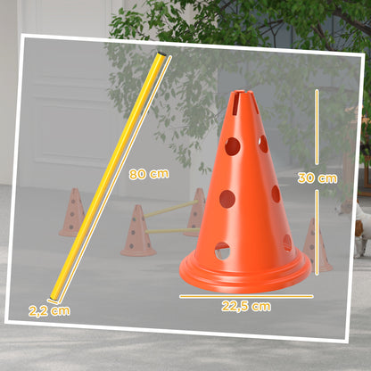 3-Piece Dog Agility Set with 6 Cones, 3 Adjustable Hurdles & Carry Bag