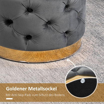 Vintage Ottoman, Storage Ottoman Bench Footstool Footrest with Storage, Upholstered Ottoman, Metal, Foam, Charcoal Gray, 55 x 55 x 42 cm