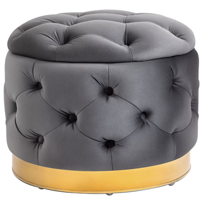 Vintage Ottoman, Storage Ottoman Bench Footstool Footrest with Storage, Upholstered Ottoman, Metal, Foam, Charcoal Gray, 55 x 55 x 42 cm