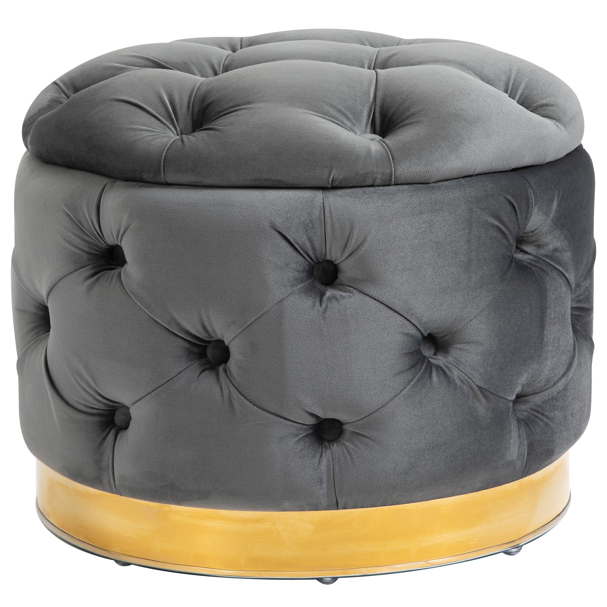 Vintage Ottoman, Storage Ottoman Bench Footstool Footrest with Storage, Upholstered Ottoman, Metal, Foam, Charcoal Gray, 55 x 55 x 42 cm