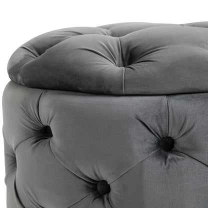 Vintage Ottoman, Storage Ottoman Bench Footstool Footrest with Storage, Upholstered Ottoman, Metal, Foam, Charcoal Gray, 55 x 55 x 42 cm