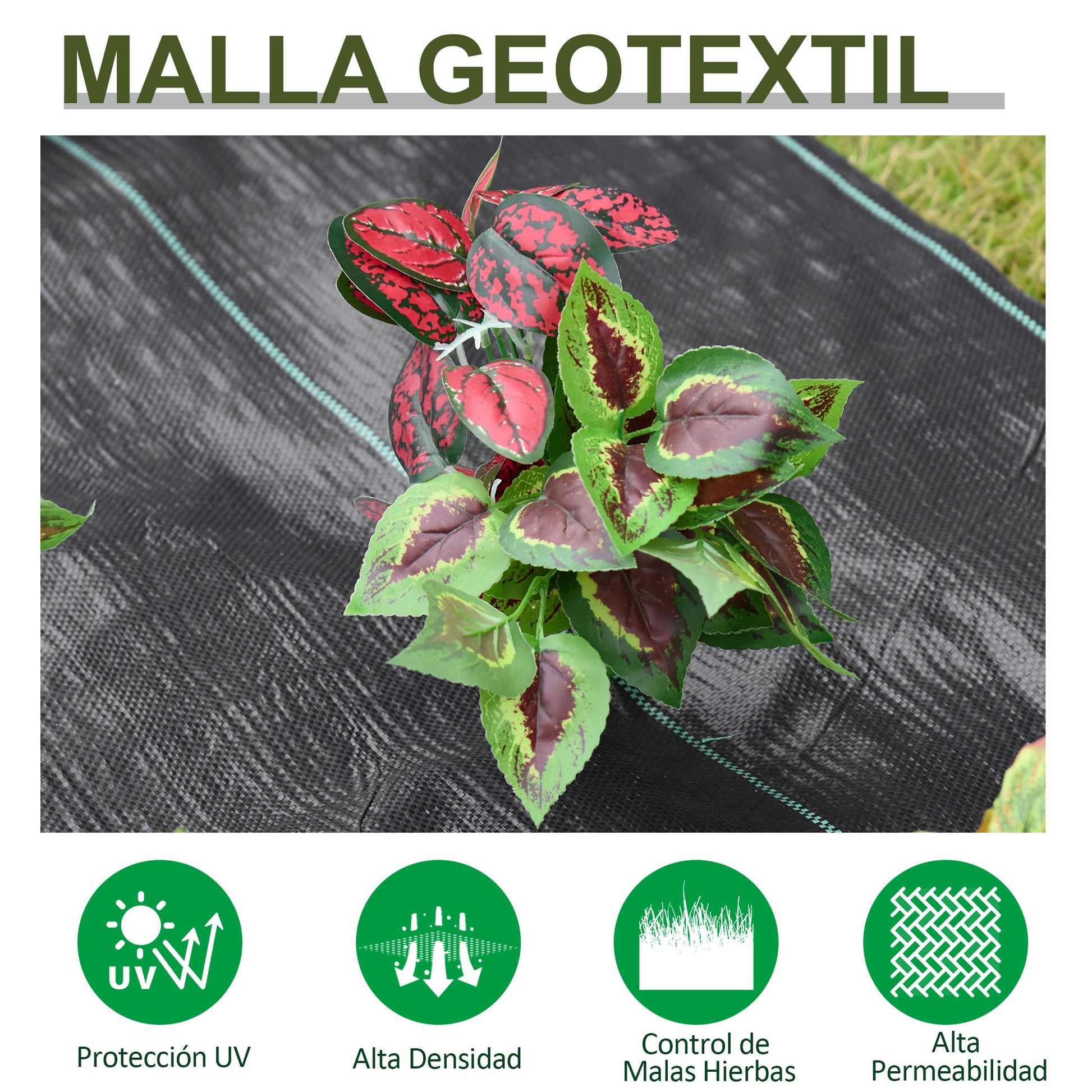 Antiweed Mesh Geotextile Mesh 1x50 m Garden Mesh against Weeds 100 g/m² Antiweed Mesh Roll Black