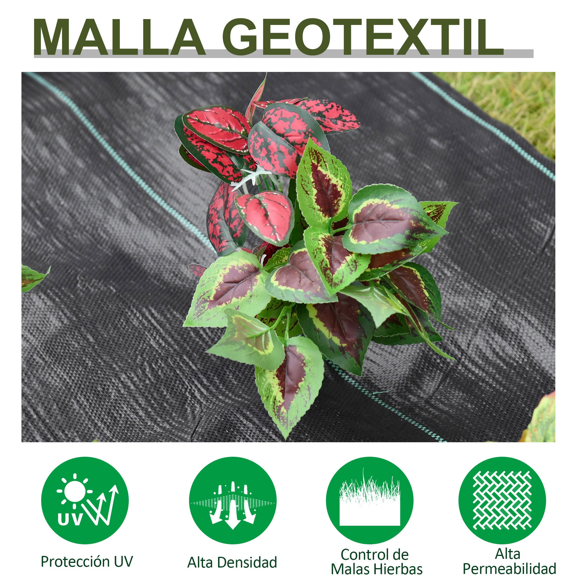 Antiweed Mesh Geotextile Mesh 1x50 m Garden Mesh against Weeds 100 g/m² Antiweed Mesh Roll Black