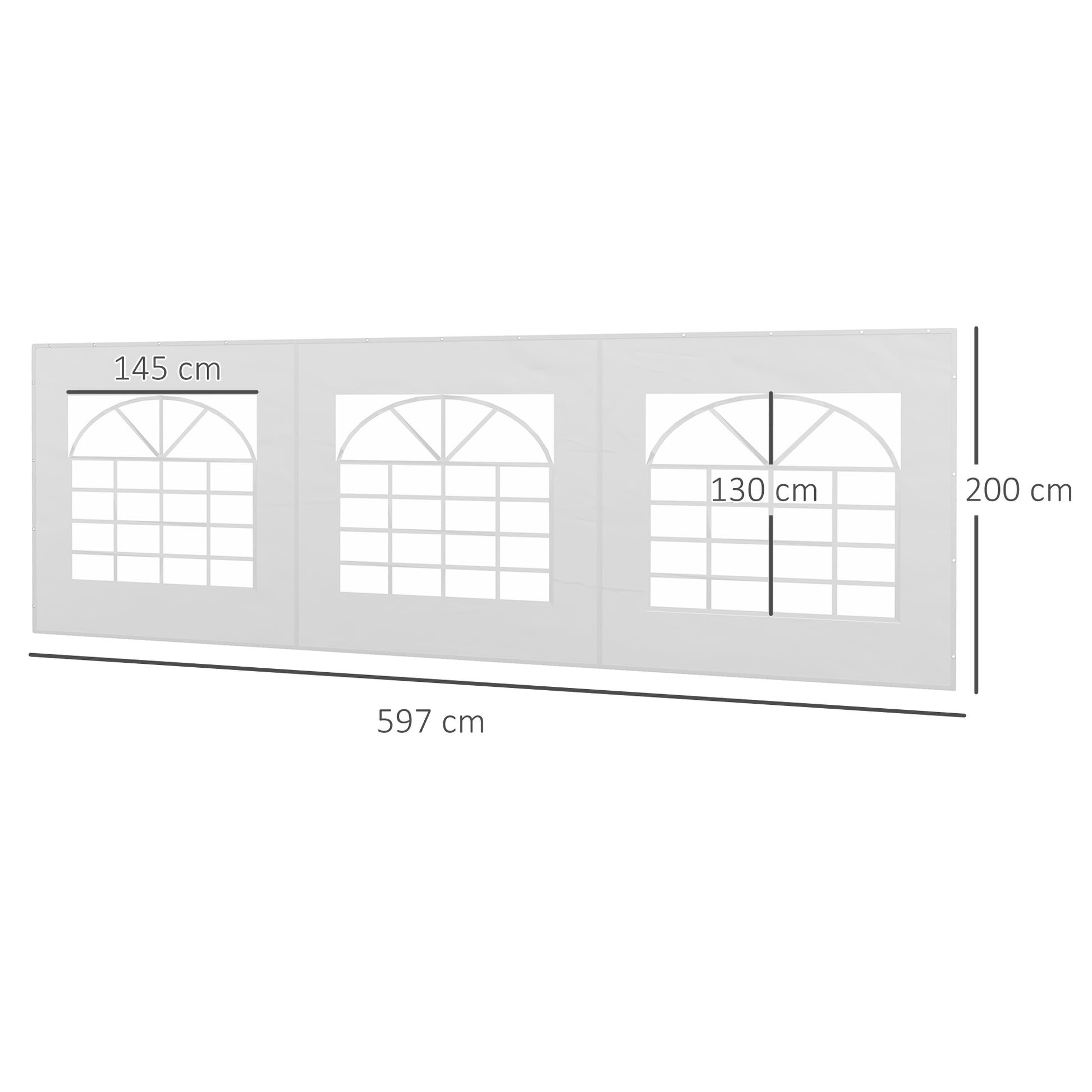 Side Panel with Window, Side Wall for Pavilion approx. 6 x 2 m Side Panel Replacement for Party Tent, White
