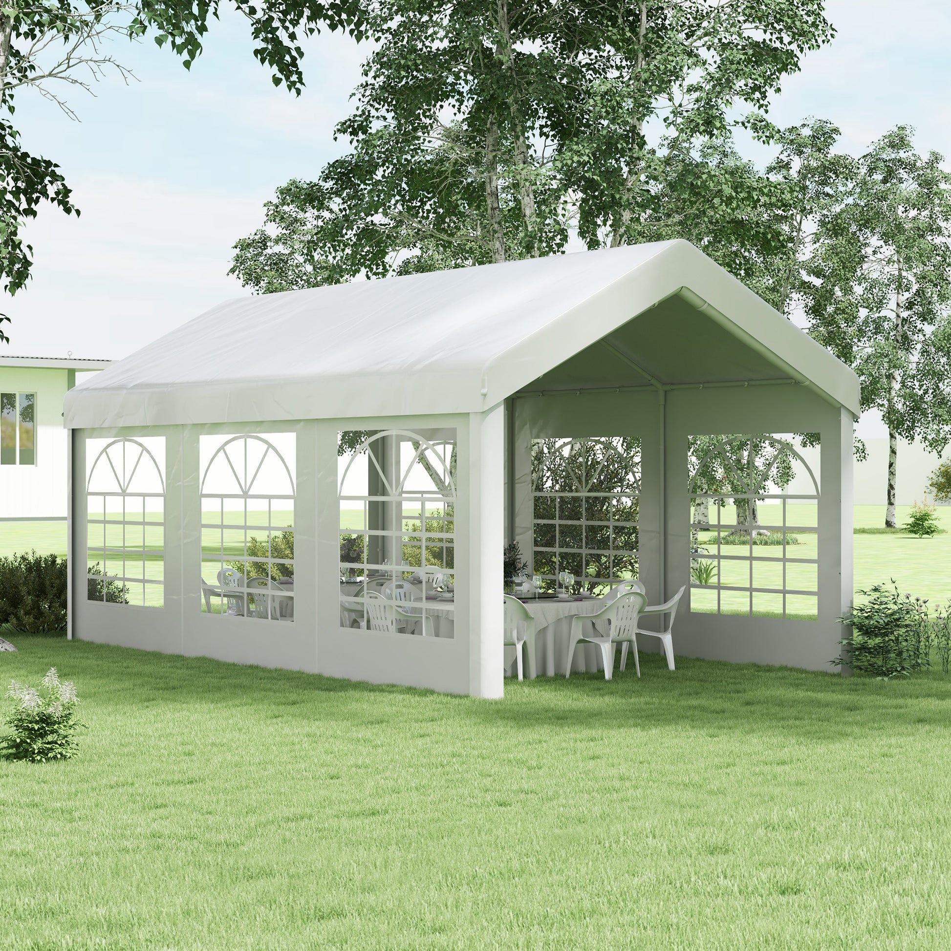 Side Panel with Window, Side Wall for Pavilion approx. 6 x 2 m Side Panel Replacement for Party Tent, White
