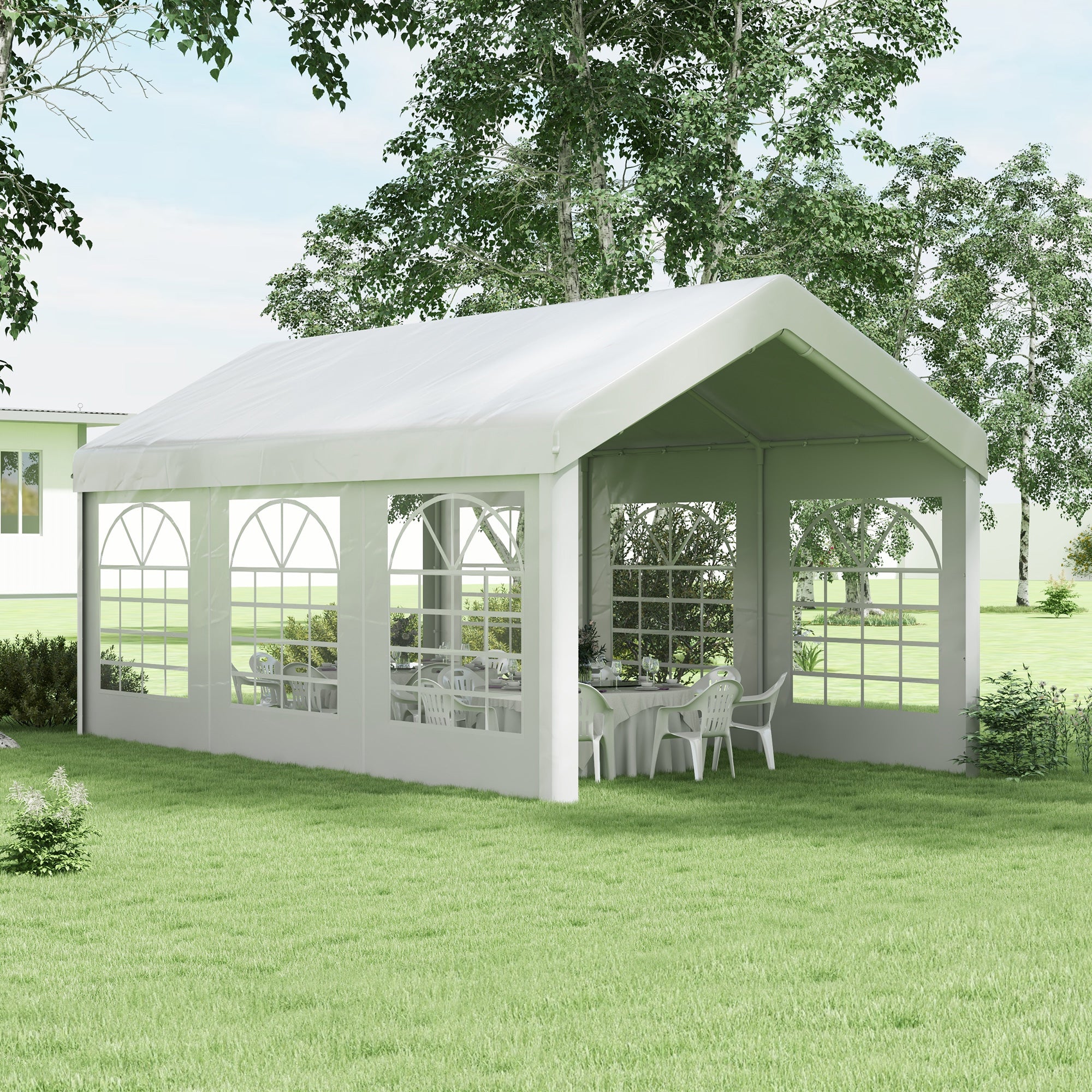 Side Panel with Window, Side Wall for Pavilion approx. 6 x 2 m Side Panel Replacement for Party Tent, White