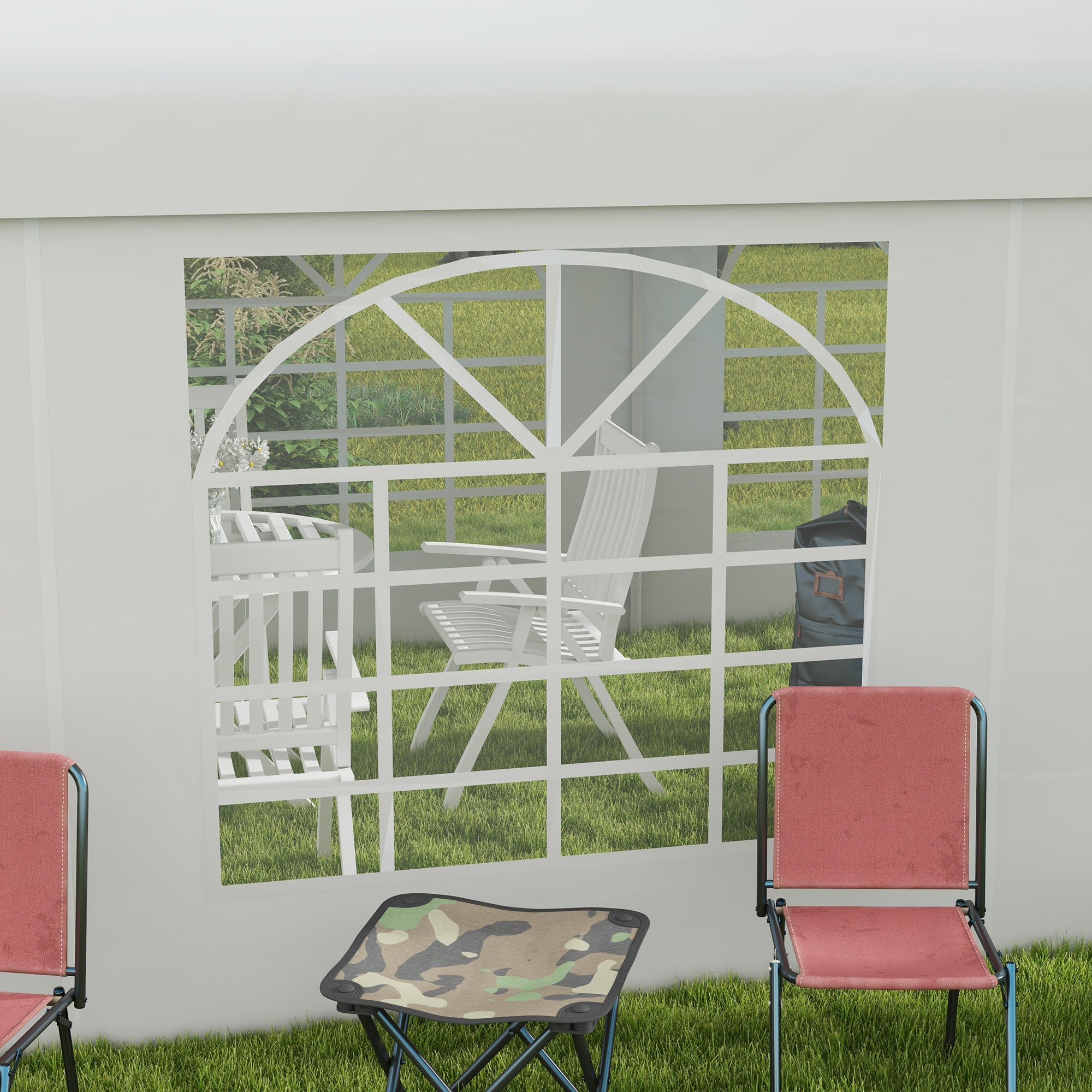 Side Panel with Window, Side Wall for Pavilion approx. 6 x 2 m Side Panel Replacement for Party Tent, White