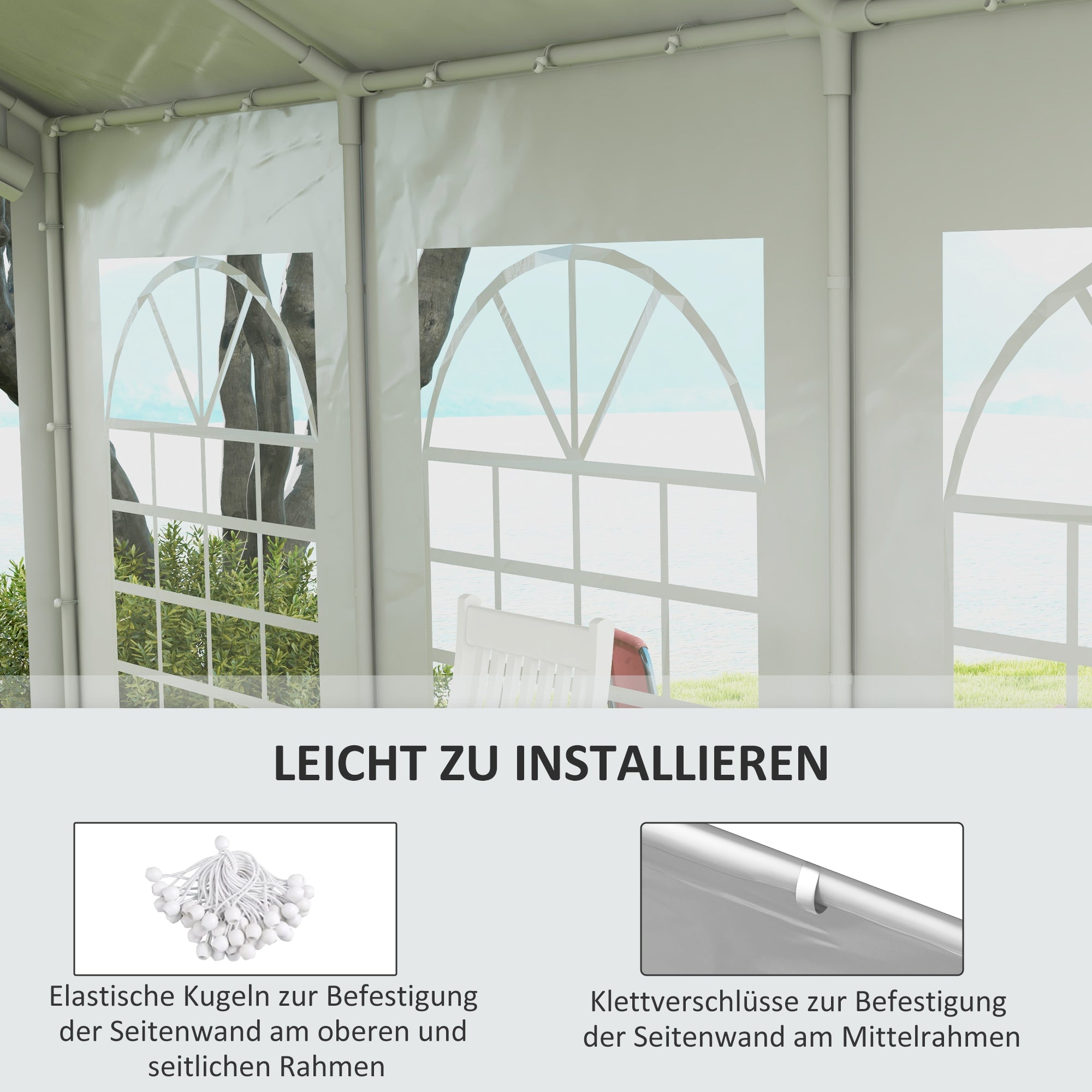 Side Panel with Window, Side Wall for Pavilion approx. 6 x 2 m Side Panel Replacement for Party Tent, White