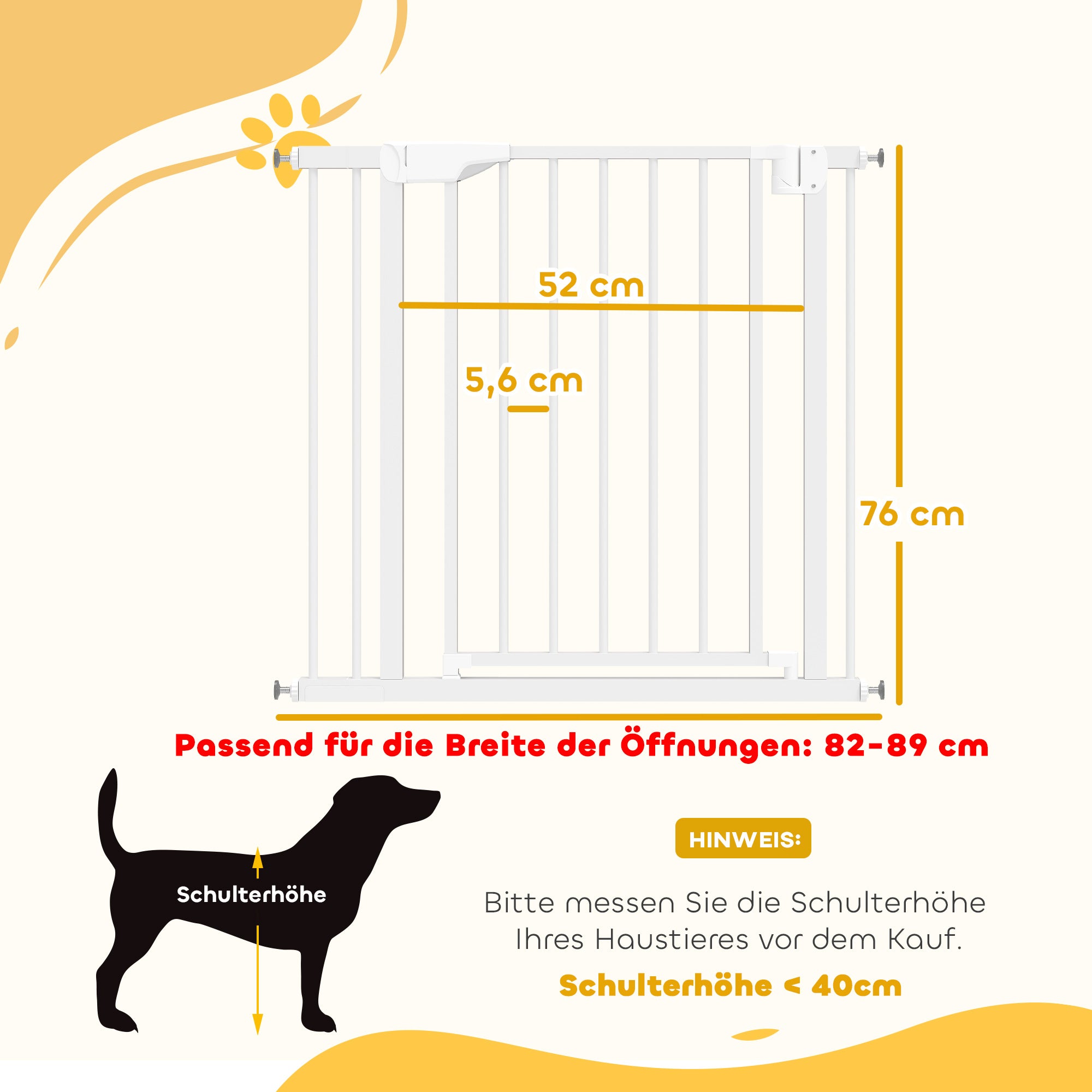 No-Drill Safety Gate for Babies & Pets — Fits 30–35 in x 30 in, Auto-Close, One-Hand Operation, Dual Lock — White