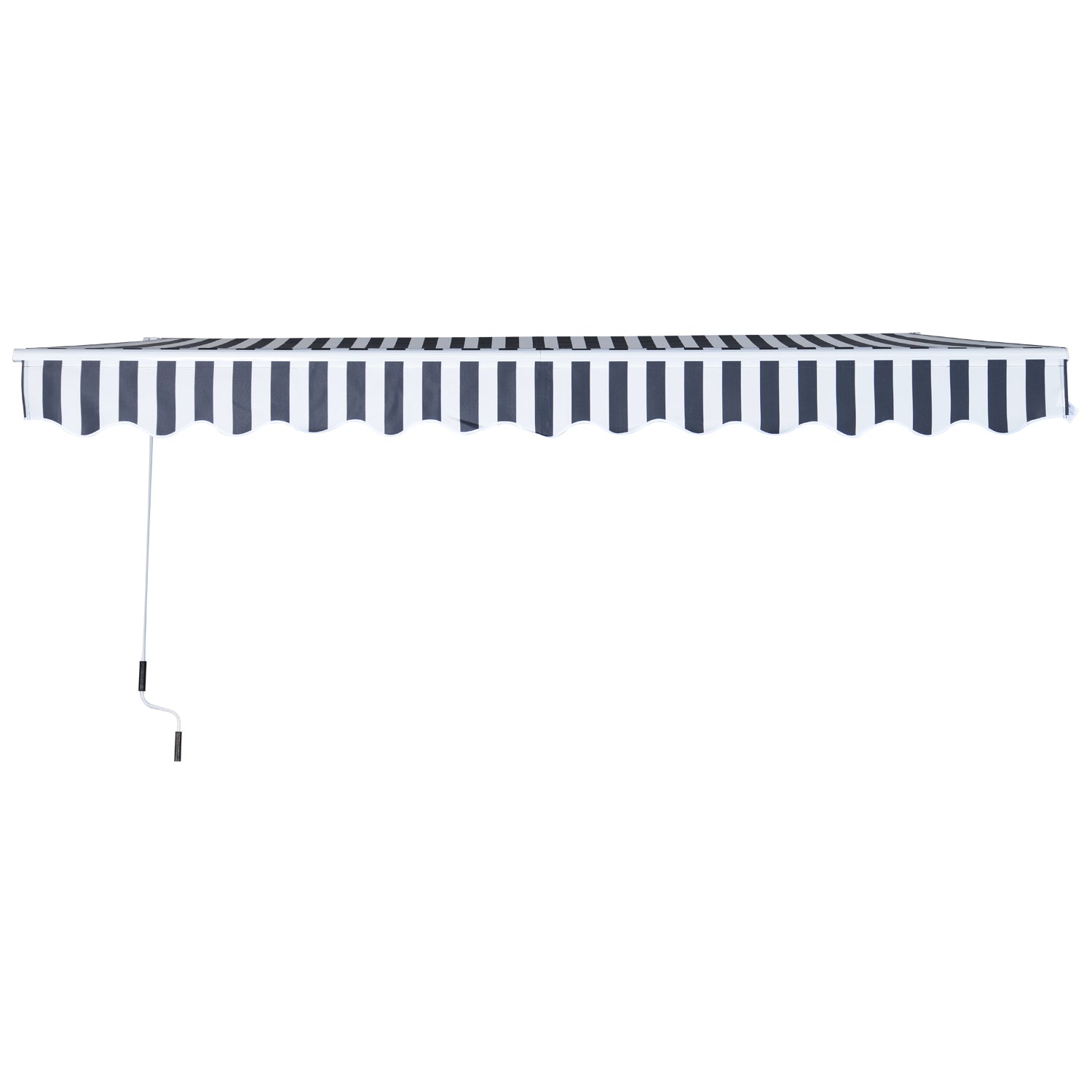Awning Retractable Sunshade with Hand Crank 3.5 x 2.5 m Gray+White Aluminum Polyester