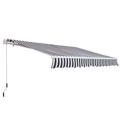 Awning Retractable Sunshade with Hand Crank 3.5 x 2.5 m Gray+White Aluminum Polyester