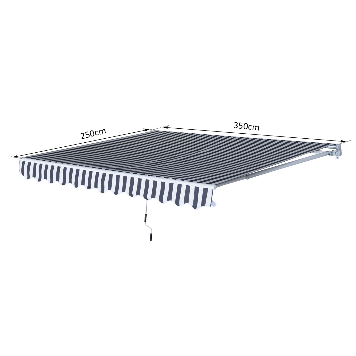 Awning Retractable Sunshade with Hand Crank 3.5 x 2.5 m Gray+White Aluminum Polyester