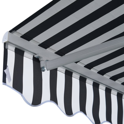 Awning Retractable Sunshade with Hand Crank 3.5 x 2.5 m Gray+White Aluminum Polyester