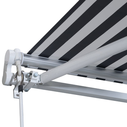 Awning Retractable Sunshade with Hand Crank 3.5 x 2.5 m Gray+White Aluminum Polyester