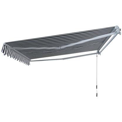 Awning Retractable Sunshade with Hand Crank 3.5 x 2.5 m Gray+White Aluminum Polyester