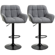 Set of 2 Bar Stools Bar Chairs Height Adjustable Kitchen Chairs 360° Swivel Stools Bistro Chairs with Backrest and Footrest for Bar Counter Kitchen Dining Room Faux Leather Gray 57.5 x 52.5 x 93-114 cm