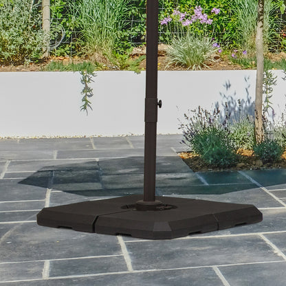 Set of 4 Pieces Parasol Base Stand for Patio or Garden Umbrella Fillable with 80 kg of Water or 120 kg of Sand Stable 100x100x9.5 cm Black