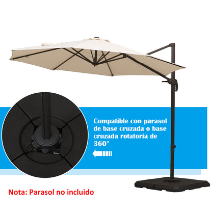 Set of 4 Pieces Parasol Base Stand for Patio or Garden Umbrella Fillable with 80 kg of Water or 120 kg of Sand Stable 100x100x9.5 cm Black