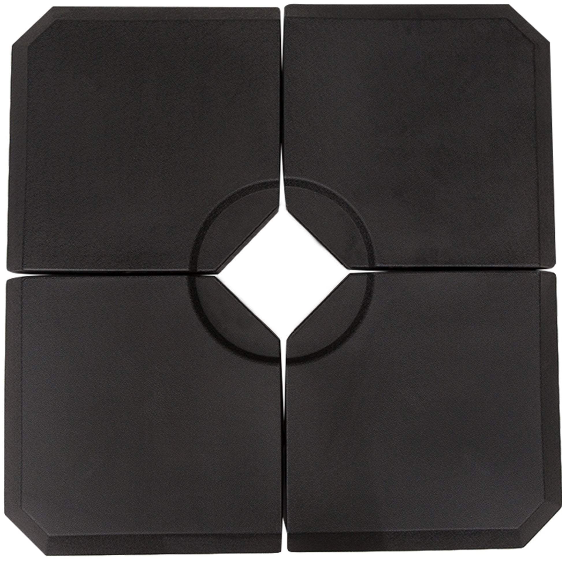 Set of 4 Pieces Parasol Base Stand for Patio or Garden Umbrella Fillable with 80 kg of Water or 120 kg of Sand Stable 100x100x9.5 cm Black