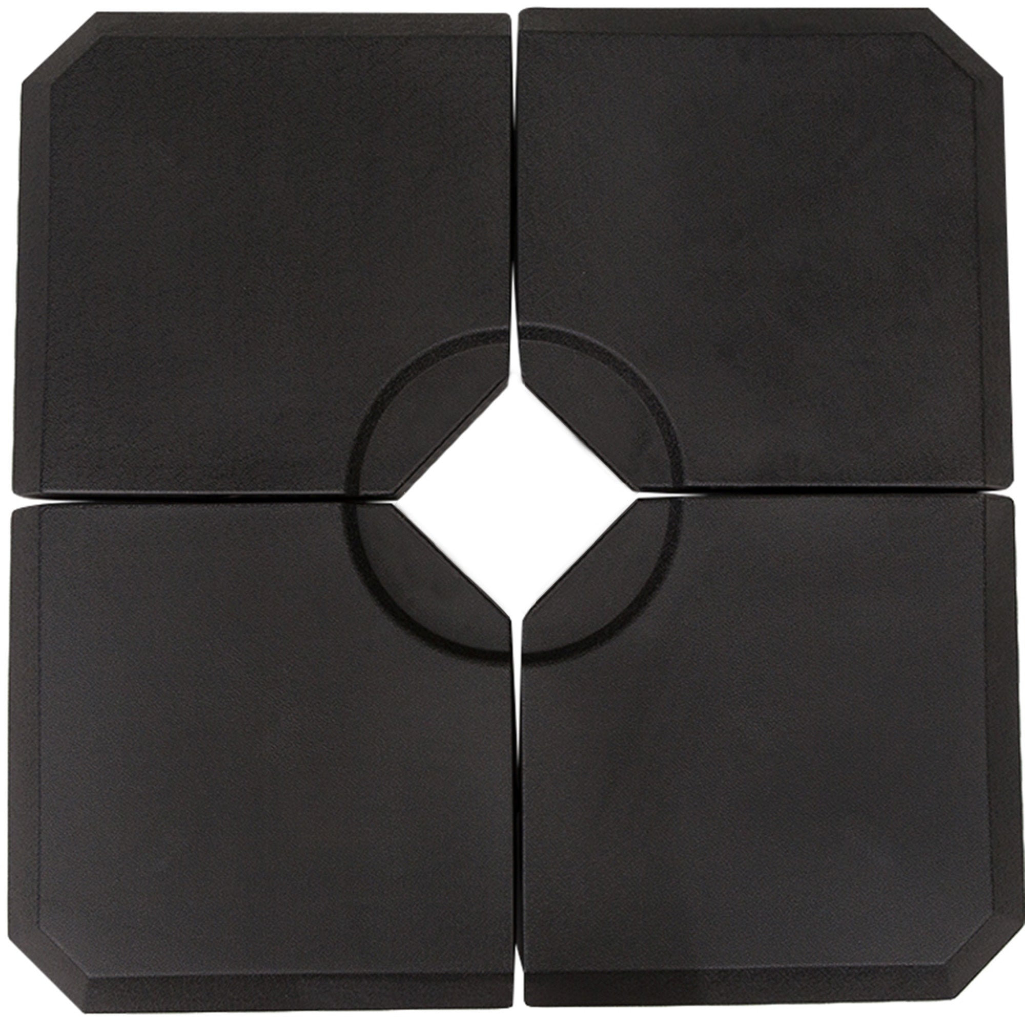 Set of 4 Pieces Parasol Base Stand for Patio or Garden Umbrella Fillable with 80 kg of Water or 120 kg of Sand Stable 100x100x9.5 cm Black