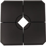 Set of 4 Pieces Parasol Base Stand for Patio or Garden Umbrella Fillable with 80 kg of Water or 120 kg of Sand Stable 100x100x9.5 cm Black
